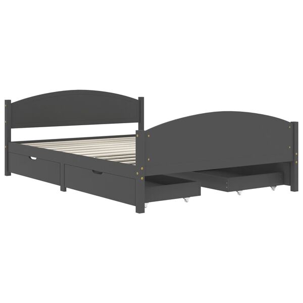 vidaXL Bed Frame without Mattress Dark Grey Solid Wood Pine 140x200 cm (322049+2x321990)