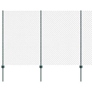 vidaXL Chainlink Fence with Post 10 x 1.5 m PVC-Coated Steel Green
