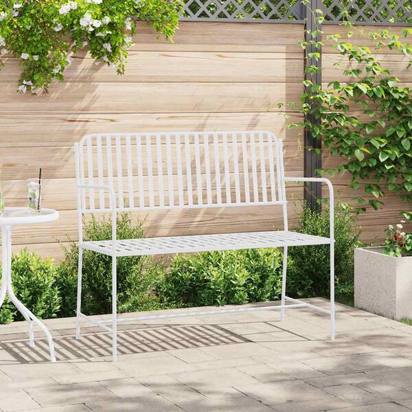 vidaXL Garden Bench Plain White 103.5 x 51.5 x 90 cm Steel