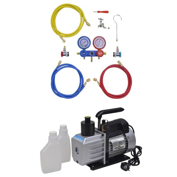 vidaXL Vacuum Pump 50 L/min with 2-way Manifold Gauge Set in Tool Kit
