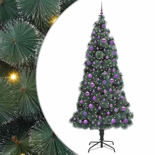 vidaXL Artificial Pre-lit Christmas Tree with Ball Set Green 240 cm
