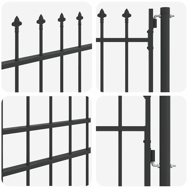vidaXL Fence Gate with Lock Grey 103 x 225 cm Powder-Coated Steel