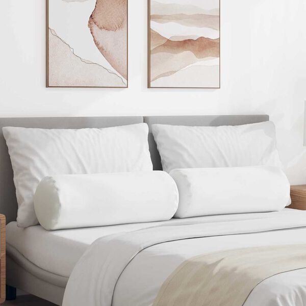 vidaXL Bolster Pillows 2 pcs White Ø 25 x 70 cm Fabric