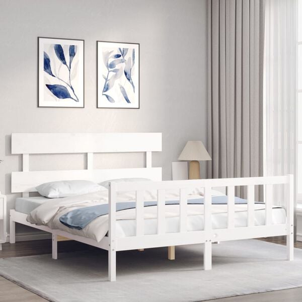 vidaXL Bed Frame without Mattress White 160x200 cm Solid Wood Pine