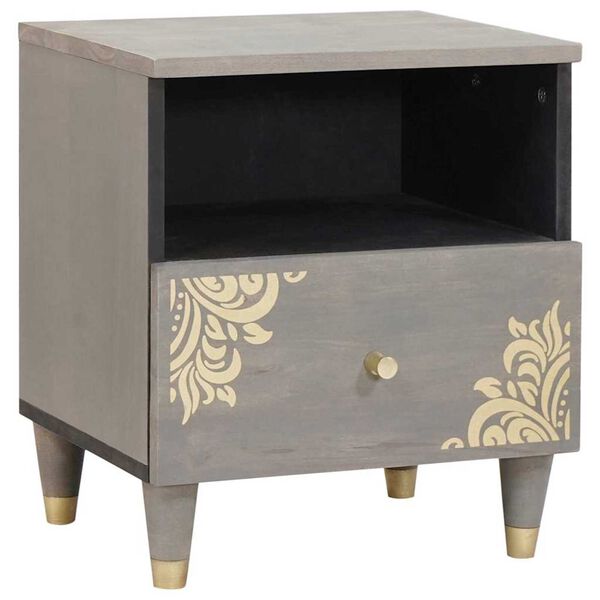 vidaXL Bedside Cabinet Grey 40 x 33 x 46 cm Solid Mango Wood