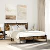 vidaXL Metal Bed Frame without Mattress Smoked Oak 140x190 cm