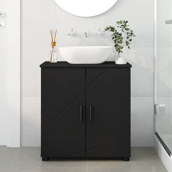 vidaXL Bathroom Cabinet Black 61 x 35 x 64 cm Engineered wood & Metal