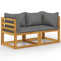vidaXL 2-seater Garden Bench with Dark Grey Cushions (UK/IE/FI/NO only)