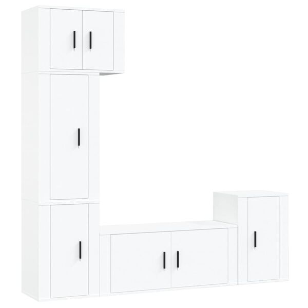 vidaXL 5 Piece TV Cabinet Set White Engineered Wood