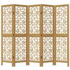 vidaXL Room Divider 5 Panels Brown Solid Wood Paulownia