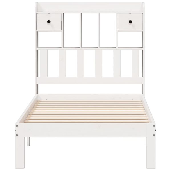 vidaXL Bookcase Bed without Mattress White 75x190cm Solid Wood Pine
