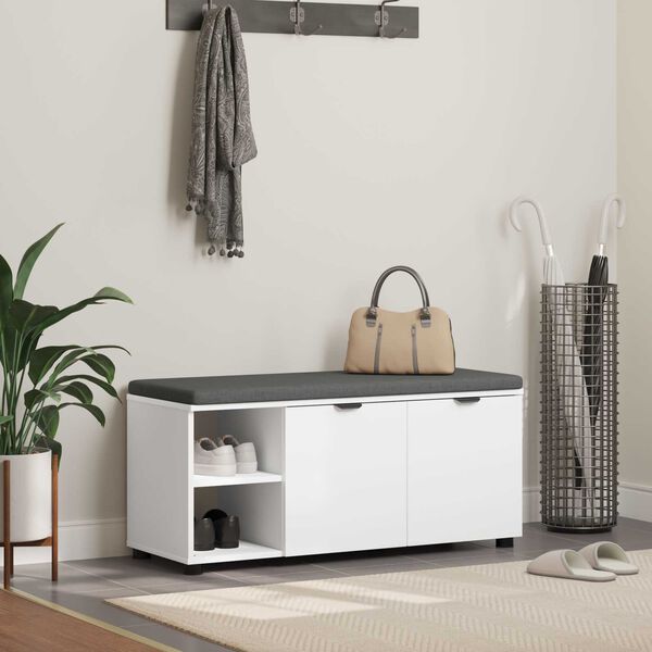 vidaXL Hall Bench with Cushion Plain White 100 x 38 x 46 cm