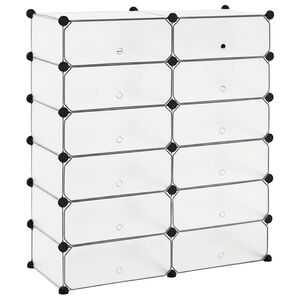 vidaXL Interlocking Shoe Organiser with 12 Compartments White