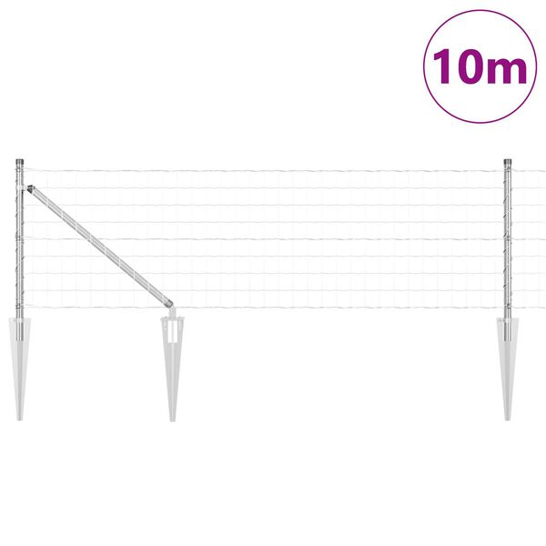 vidaXL Fence with Post Silver 0.4 x 10 m Steel