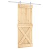 vidaXL Sliding Door Natural and White 80 x 210 cm Solid Pine Wood