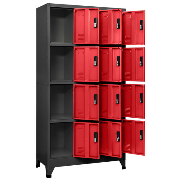 vidaXL Locker Cabinet Anthracite and Red 90x45x180 cm Steel