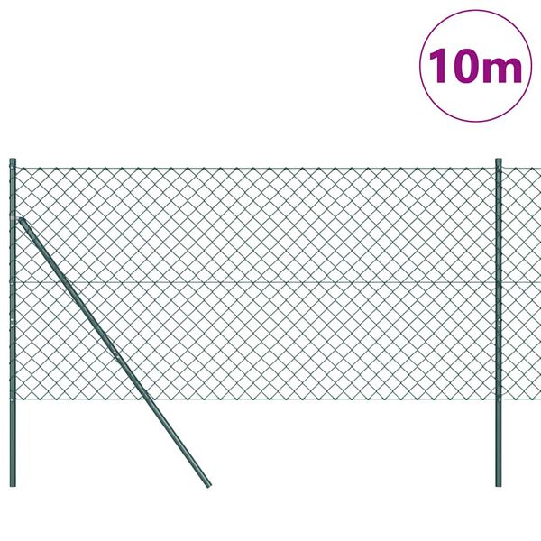 vidaXL Fence Post Green 10 x 1 m (60 x 60 mm mesh) Steel and PVC
