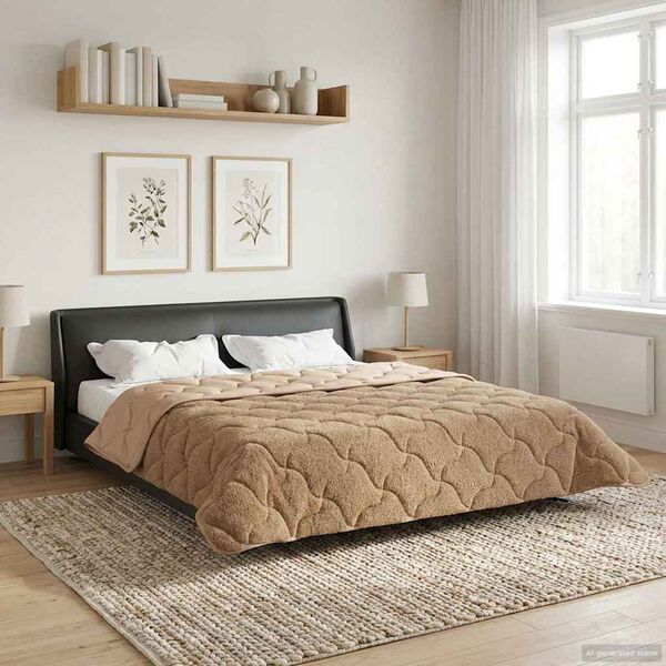 vidaXL Full Year Duvet Taupe 200 x 200 cm Microfiber and Teddy fleece