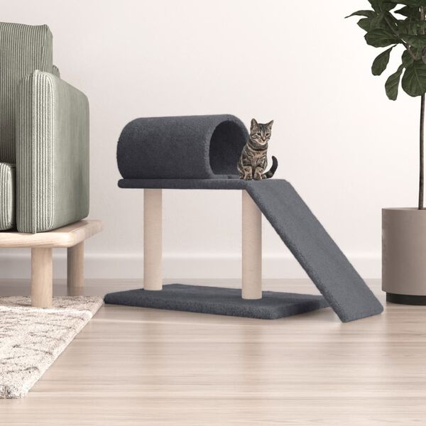 vidaXL Cat Scratching Posts with Tunnel and Ladder Dark Grey 55.5 cm
