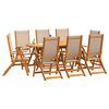 vidaXL 9 Piece Garden Dining Set Solid Wood Acacia and Textilene
