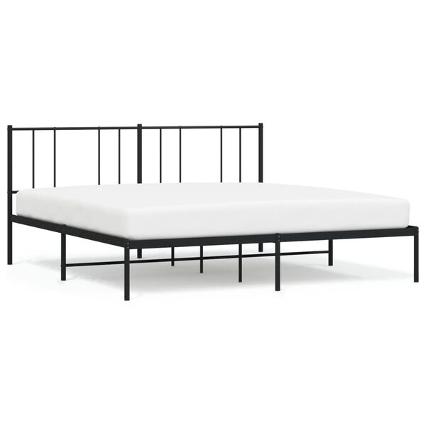 vidaXL Metal Bed Frame without Mattress with Headboard Black 200x200cm