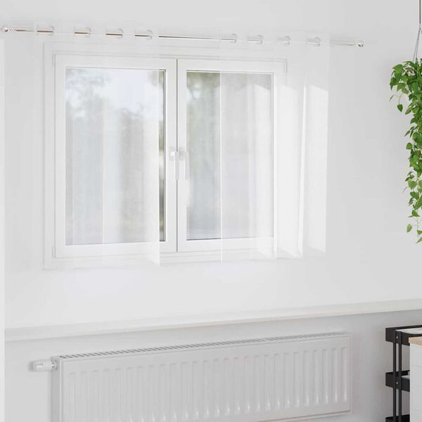 vidaXL Voile Curtain with Curtains 2 pcs White 140 x 140 cm Polyester