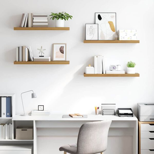 vidaXL Wall Shelf 4 pcs Brown 90 x 23.5 x 4 cm Engineered Wood