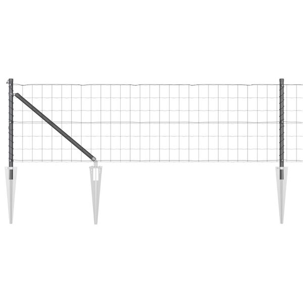 vidaXL Fence with Post Grey 0.8 x 25 m Steel and PVC