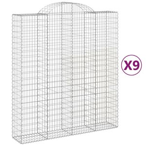 vidaXL Arched Gabion Baskets 9 pcs 200x50x220/240 cm Galvanised Iron