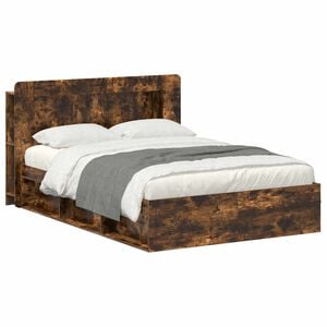 vidaXL Bed Frame with Storage Smoked Oak 140 x 190 cm Engineered Wood