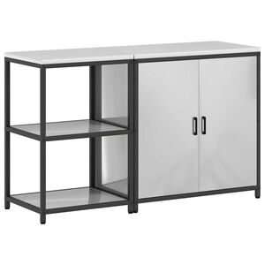 vidaXL Kitchen Storage Set with Shelf 2 pcs Silver Galvanised Steel