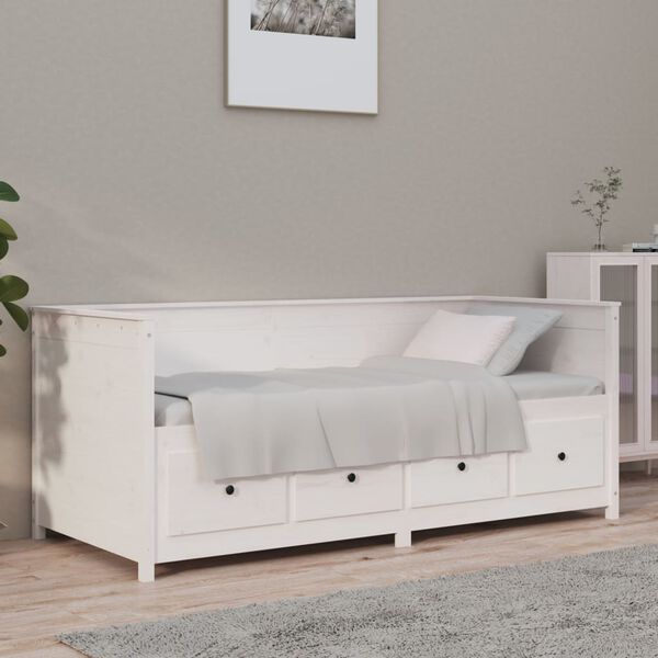 vidaXL Day Bed without Mattress White 75x190 cm Small Single Solid Wood Pine