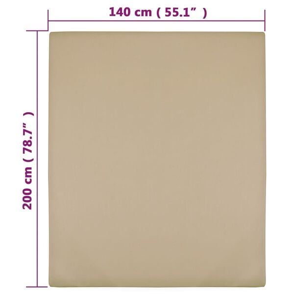 vidaXL Jersey Fitted Sheet Taupe 140x200 cm Cotton