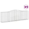 vidaXL Arched Gabion Baskets 9 pcs 400x50x120/140 cm Galvanised Iron