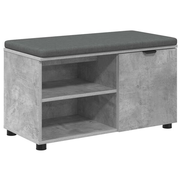 vidaXL Hall Bench with Cushion Plain Concrete Grey 80 x 38 x 46 cm