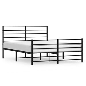 vidaXL Metal Bed Frame without Mattress with Footboard Black 140x200cm