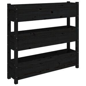 vidaXL Planter Black 112x25x104.5 cm Solid Wood Pine