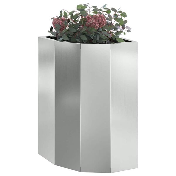 vidaXL Corner Planter Silver 30 x 30 x 50 cm Galvanised steel