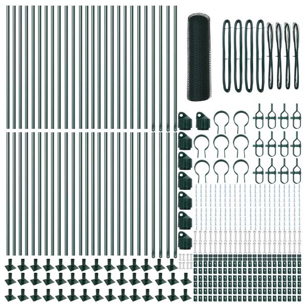 vidaXL Fence Post Green 100 x 0.4 m (25 mm mesh) Steel and PVC