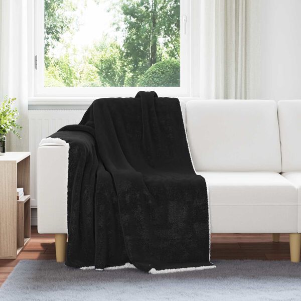 vidaXL Throw Blanket Black 130 x 150 cm Fleece