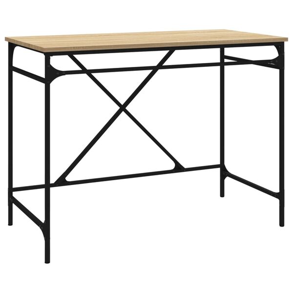 vidaXL Desk Sonoma Oak 100x50x75 cm Engineered Wood and Iron