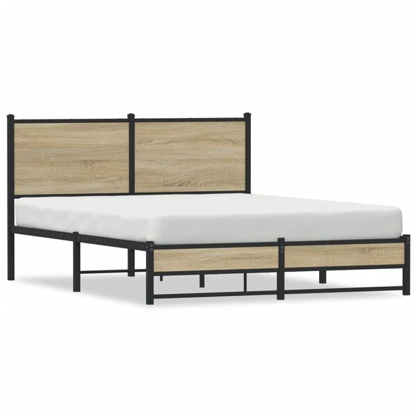 vidaXL Metal Bed Frame without Mattress Sonoma Oak 140x200 cm