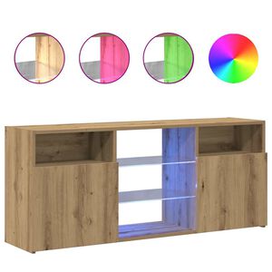 vidaXL TV Cabinet with LED Lights Artisan Oak 120x30x50 cm Engineered Wood