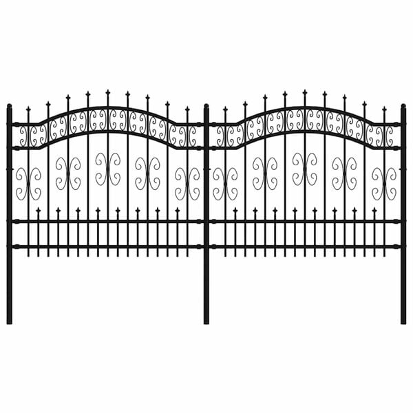 vidaXL Garden Fence Kampen with Spear Top Black 240x100 cm Steel