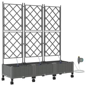 vidaXL Garden Planter with Irrigation&Wheels 3 pcs Light Grey PP