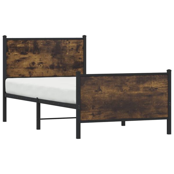 vidaXL Metal Bed Frame without Mattress Smoked Oak 90x190 cm Single