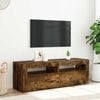 vidaXL TV Cabinet with LED Lights Smoked Oak 120x35x40 cm