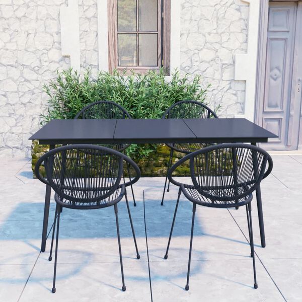 vidaXL 5 Piece Outdoor Dining Set PVC Rattan Black