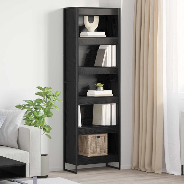 vidaXL Book Cabinet 2 pcs Black Oak 60 x 30 x 189.5 cm Engineered Wood
