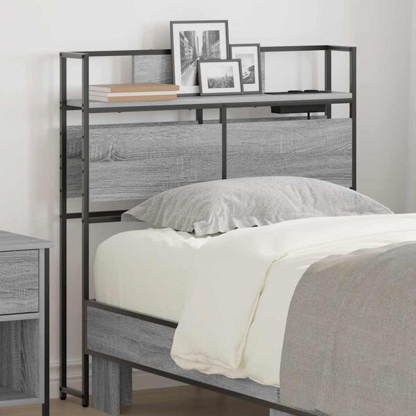 vidaXL Storage Headboard with Shelf Grey sonoma 75 cm Engineered wood